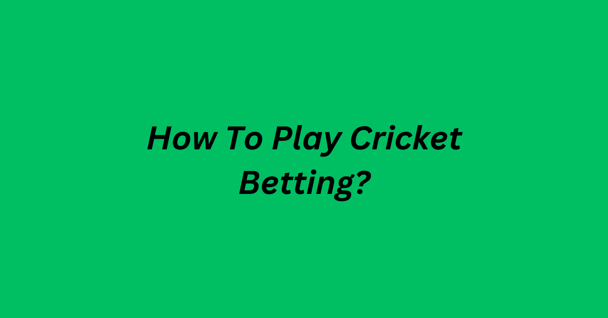 How To Play Cricket Betting?