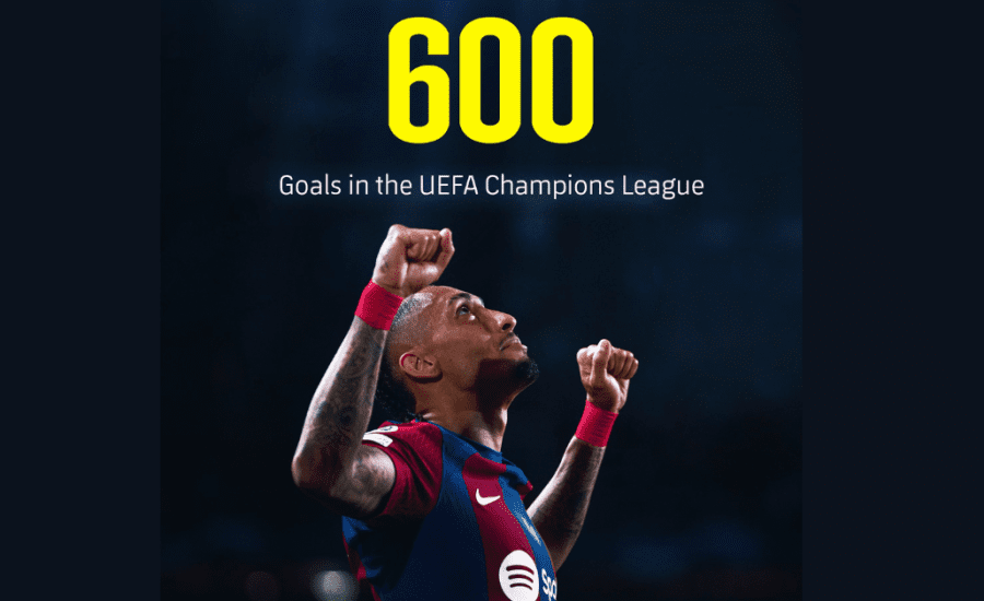 Raphinha scores FC Barcelona’s 600th goal in the Champions League