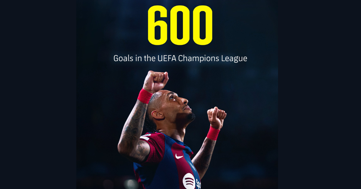 Raphinha scores FC Barcelona’s 600th goal in the Champions League