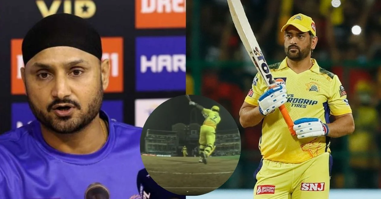 “Bahut bada teer nahi maar liya” – Harbhajan Singh loses cool at anchor for praising MS Dhoni’s one-handed six