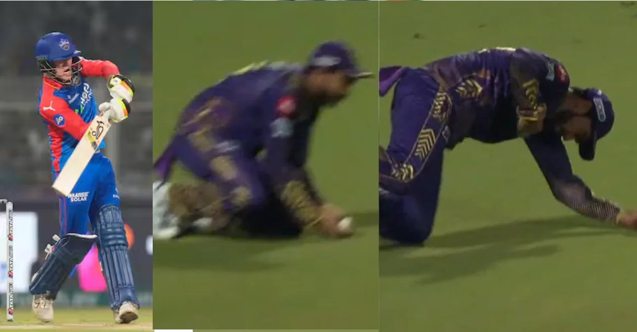 Venkatesh Iyer dismisses Jake Fraser-McGurk with a phenomenal catch in KKR vs DC game