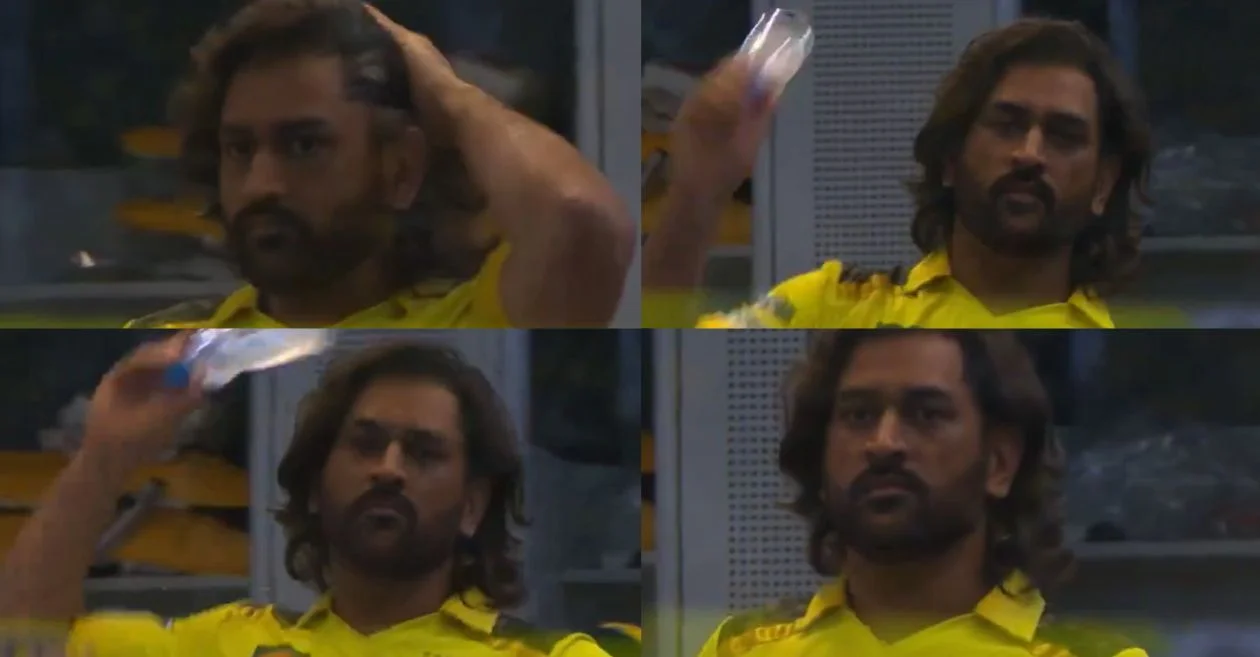 MS Dhoni shows frustration at the cameraman; threatens to throw a water bottle from dressing room