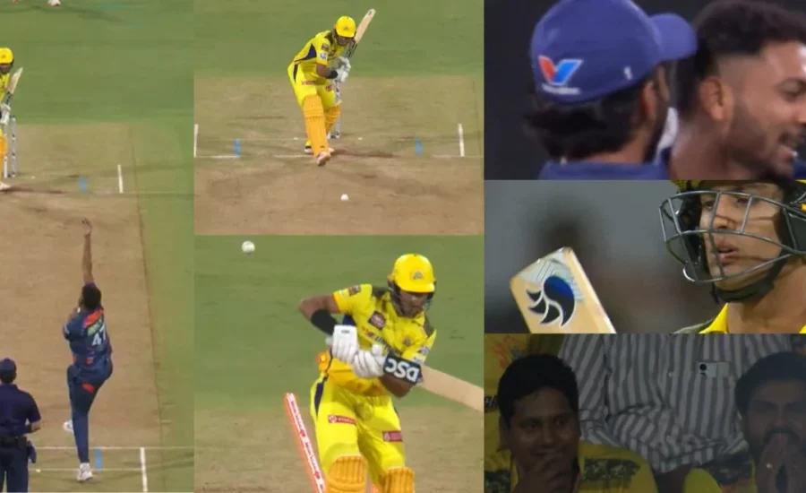 Mohsin Khan delivers an inch-perfect inswinger to outfox Rachin Ravindra in LSG vs CSK clash