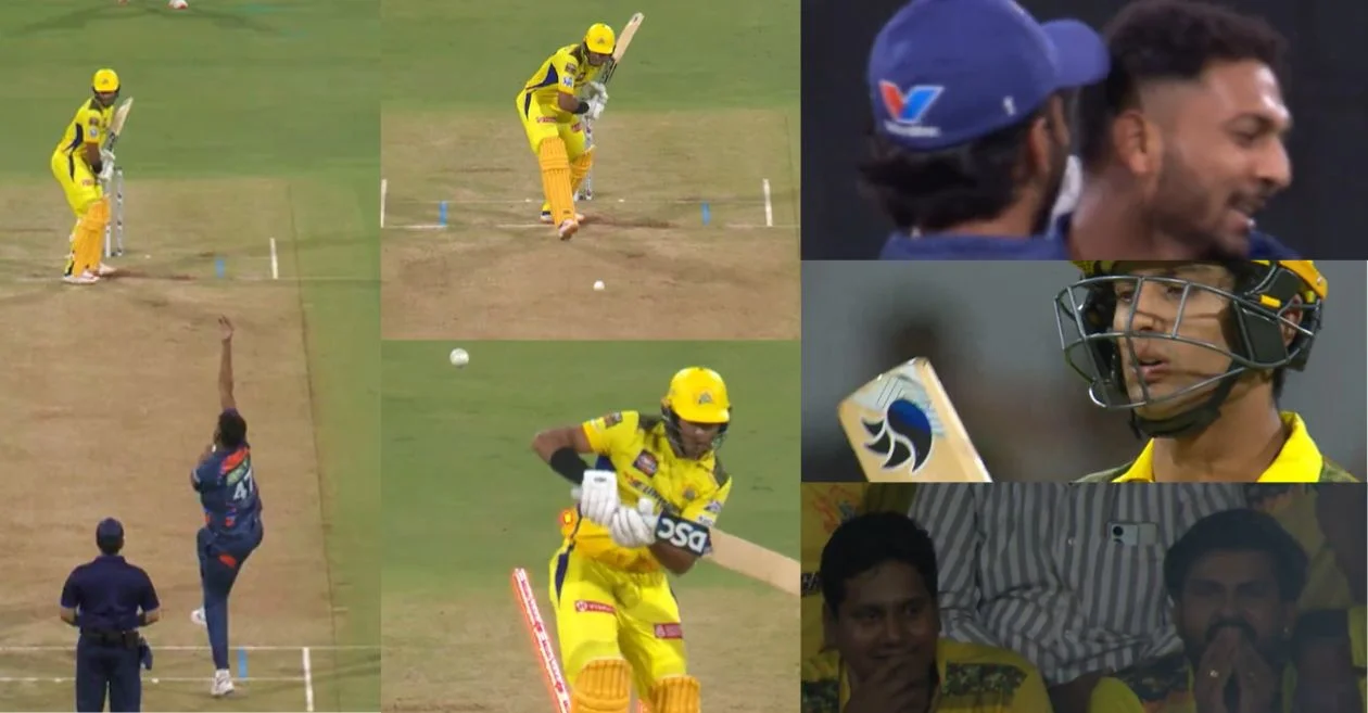 Mohsin Khan delivers an inch-perfect inswinger to outfox Rachin Ravindra in LSG vs CSK clash