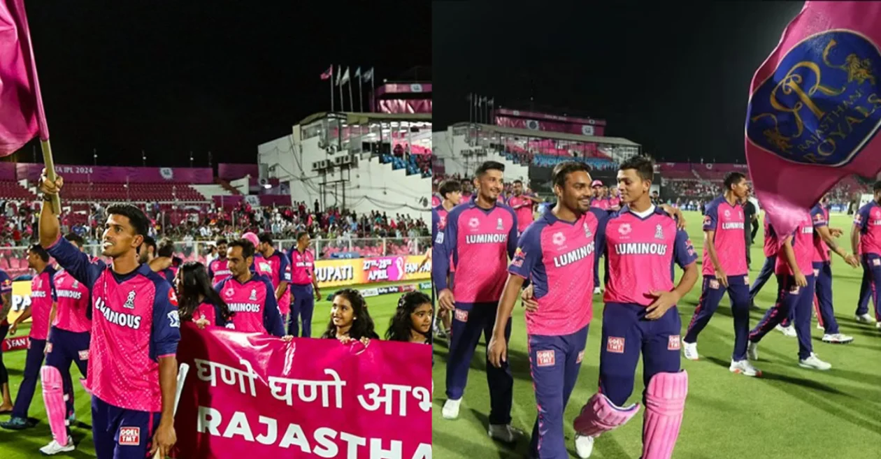 Rajasthan Royals players thank Jaipur crowd after their last match at the Sawai Mansingh Stadium