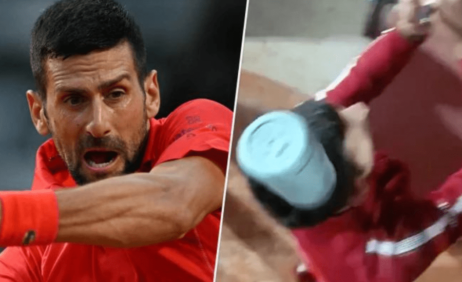 Novak Djokovic hit on the head by water bottle at Italian Open