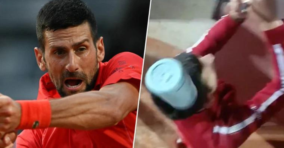 Novak Djokovic hit on the head by water bottle at Italian Open