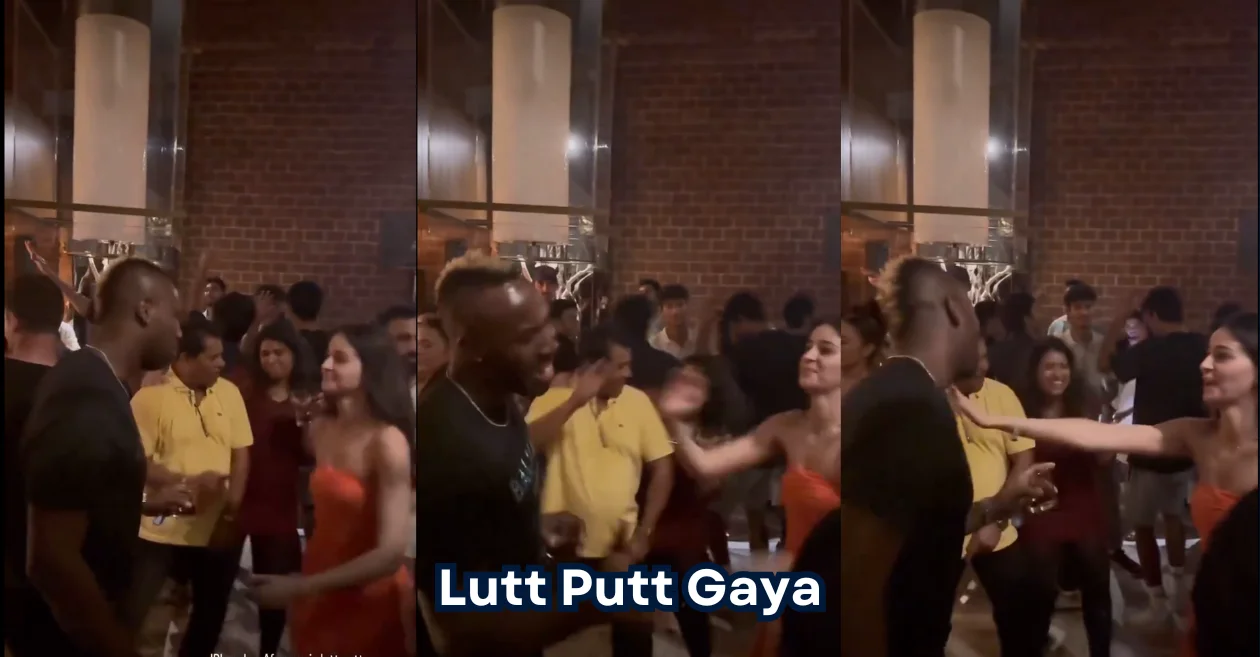 Andre Russell dances with Bollywood actress Ananya Panday in KKR’s title winning party