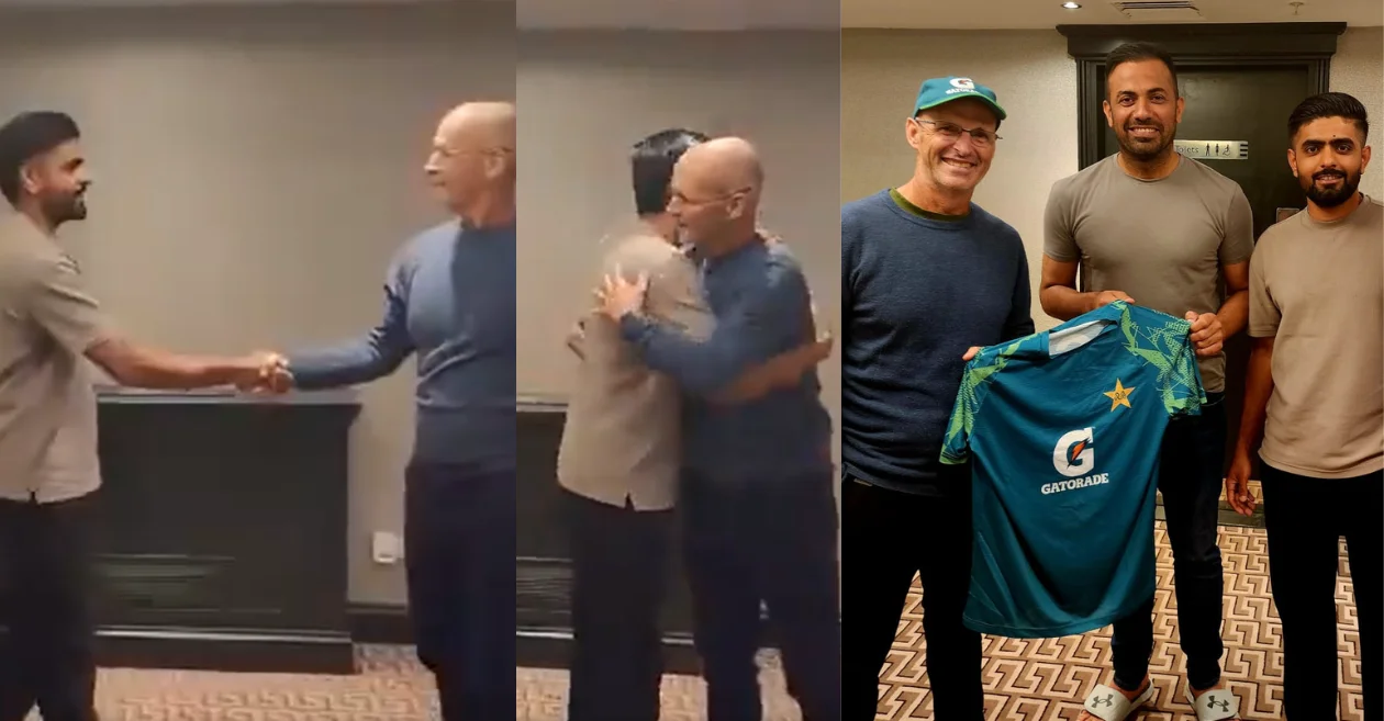 Babar Azam welcomes Gary Kirsten with a hug prior to ENG vs PAK T20I series