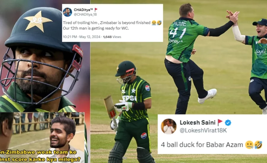 Fans brutally troll Babar Azam after his 4-ball duck in the second T20I against Ireland