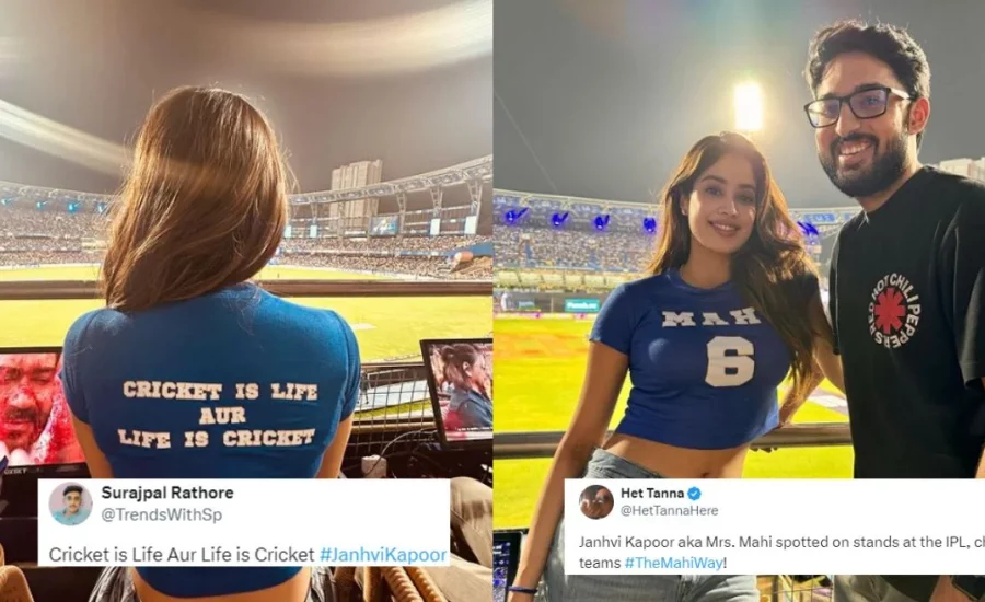 IPL 2024: Fans thrilled to see actress Janhvi Kapoor sporting a ‘Mahi’ jersey at the MI vs KKR match