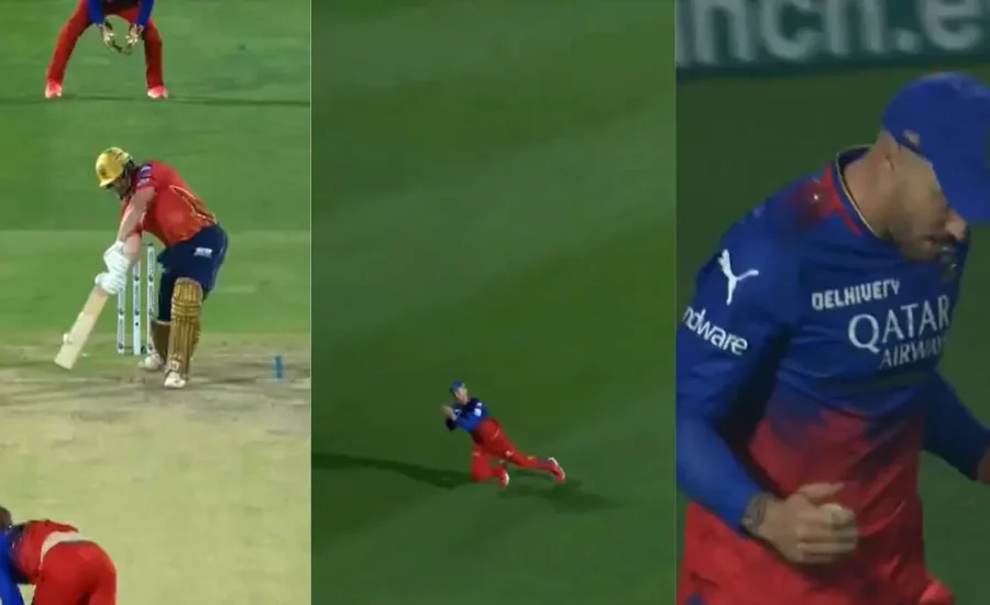 IPL 2024 : Faf du Plessis’ aggressive celebration after taking a diving catch to dismiss Jonny Bairstow during the PBKS vs RCB game