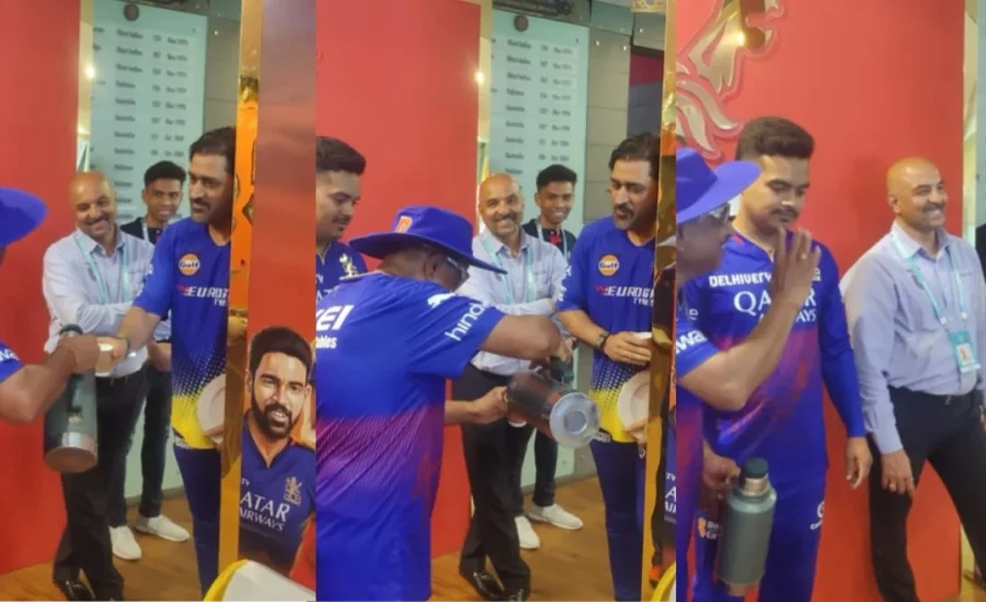 IPL 2024: RCB warmly greets CSK veteran MS Dhoni with a cup of tea in their dressing room