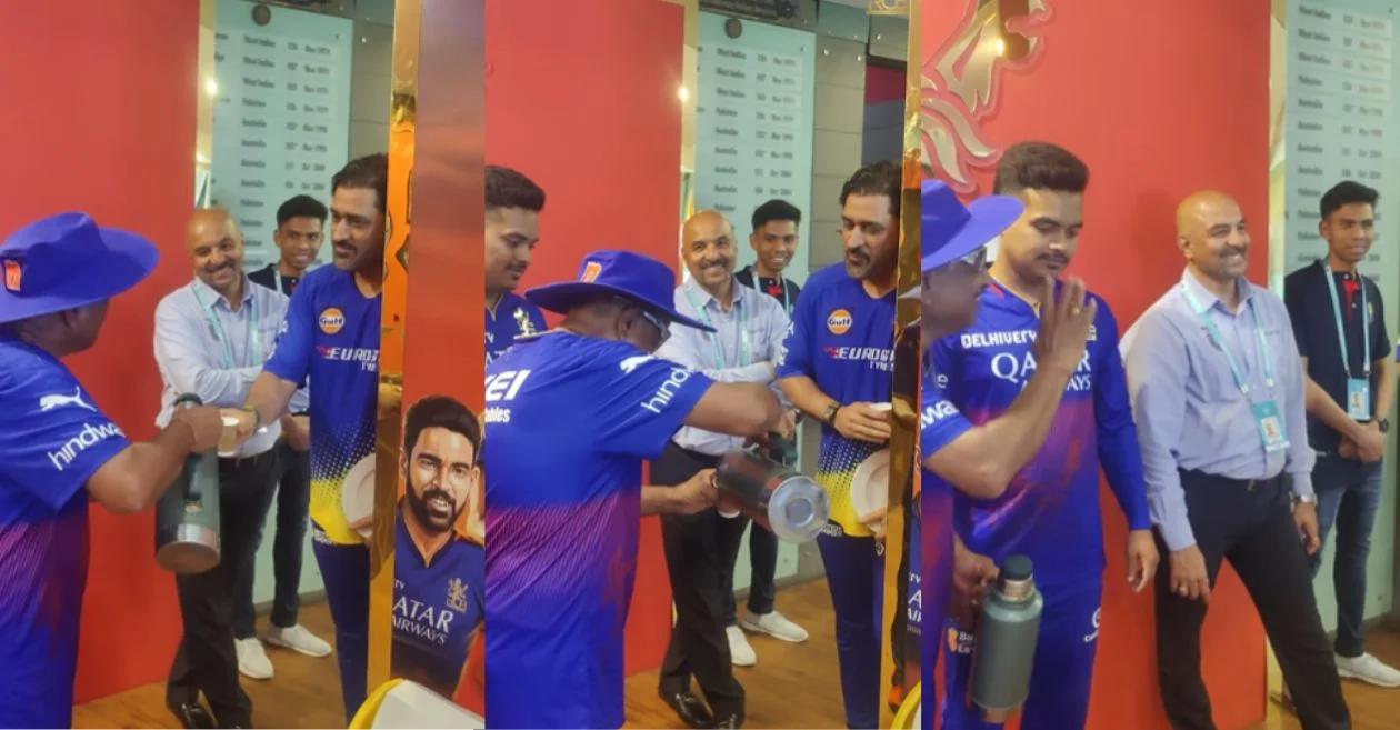 IPL 2024: RCB warmly greets CSK veteran MS Dhoni with a cup of tea in their dressing room