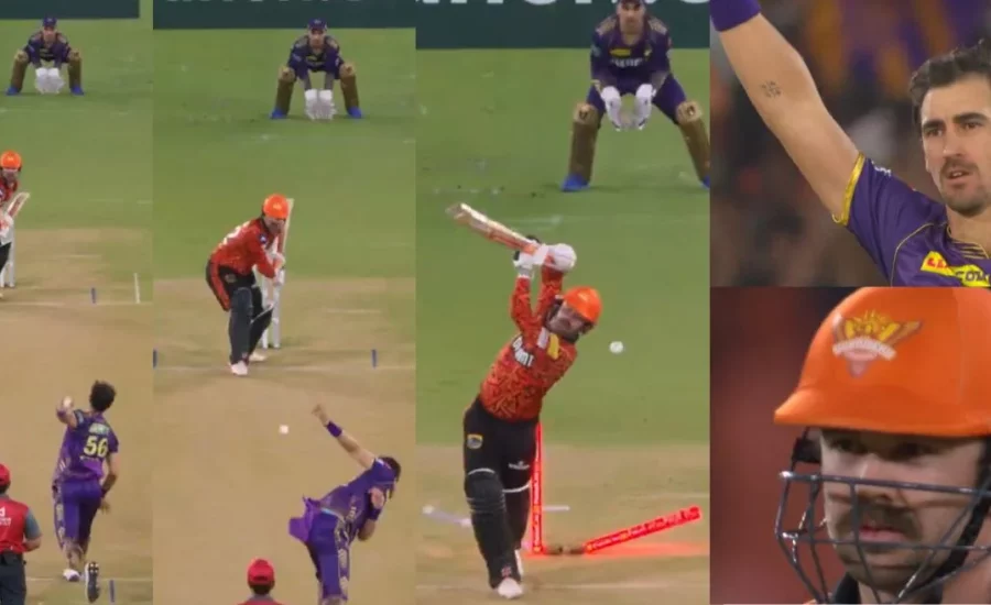 IPL 2024 : Mitchell Starc bowls an absolute ripper to knock Travis Head’s stumps over | KKR vs SRH