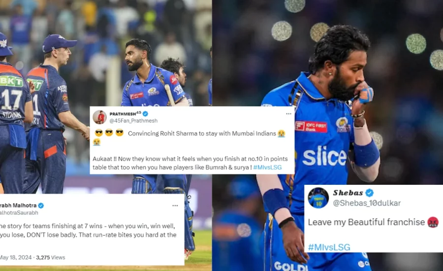 IPL 2024: Fans react as MI finish last in the points table following their defeat against LSG