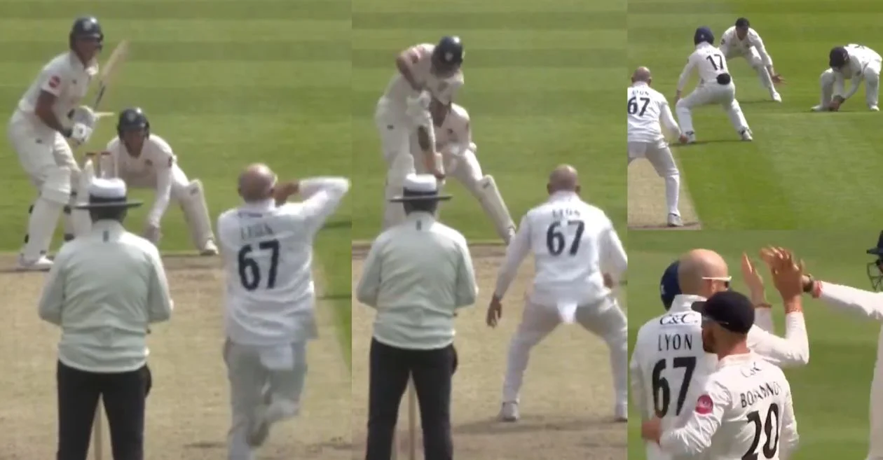 Nathan Lyon takes just 8 balls to get rid of Ben Stokes in County Championship Division One 2024