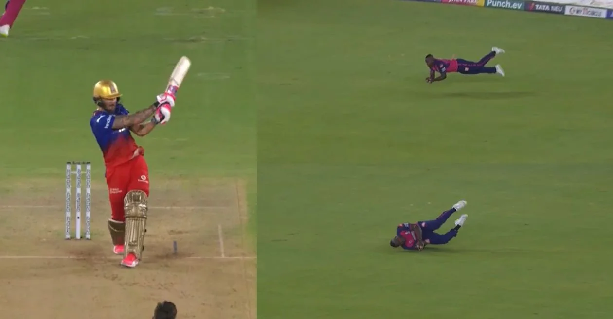 RR vs RCB : Rovman Powell defies gravity with a mind-boggling catch to dismiss Faf du Plessis in the Eliminator