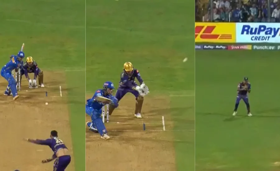 IPL 2024:Varun Chakaravarthy outfoxes Tilak Varma with a mysterious delivery in MI vs KKR clash