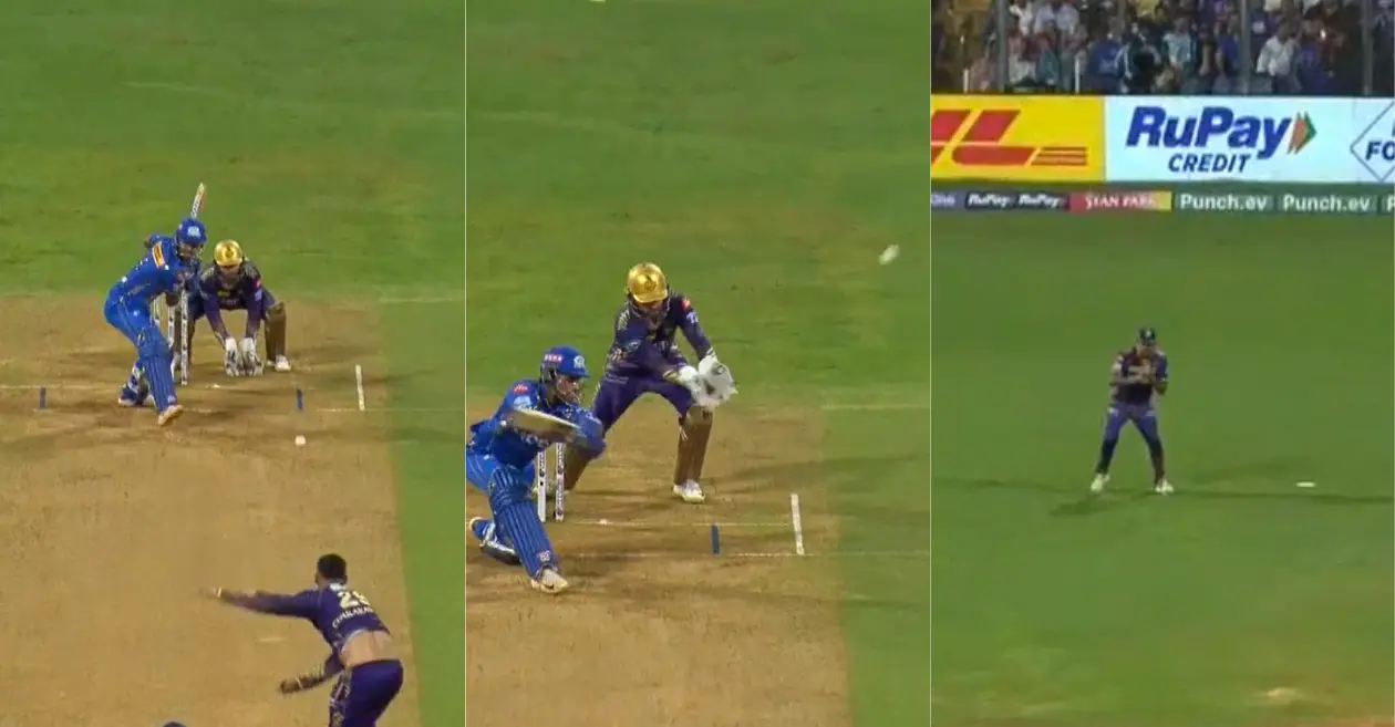 IPL 2024:Varun Chakaravarthy outfoxes Tilak Varma with a mysterious delivery in MI vs KKR clash