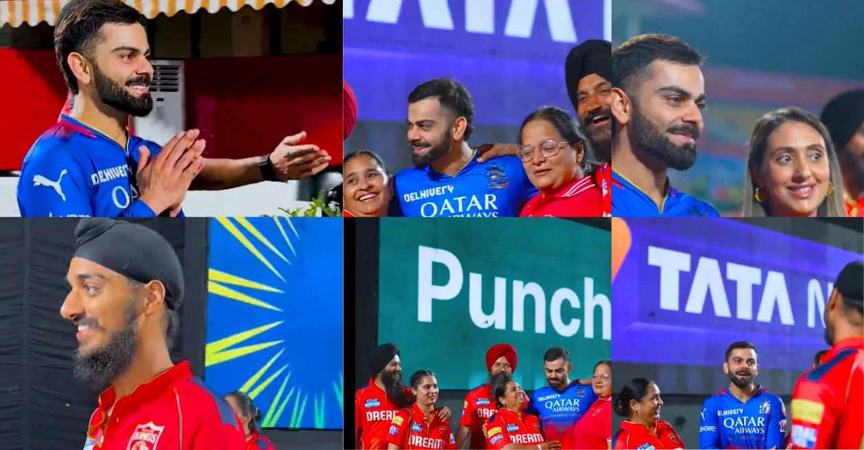 IPL 2024 : Virat Kohli interacts with PBKS players’ families after RCB’s win in Dharamsala