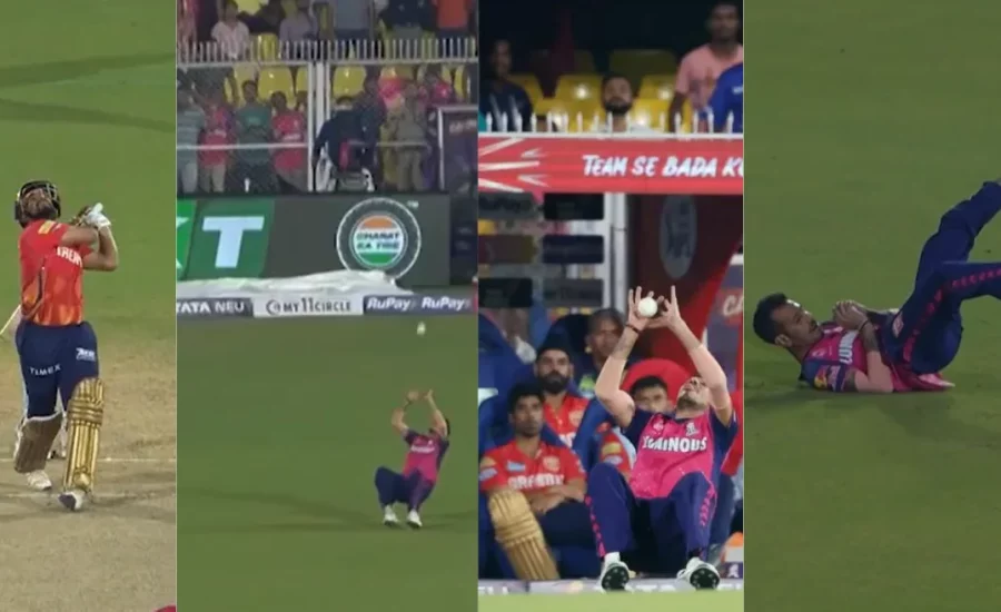 IPL 2024 : Yuzvendra Chahal takes an extraordinary tumbling catch of Prabhsimran Singh in RR vs PBKS match