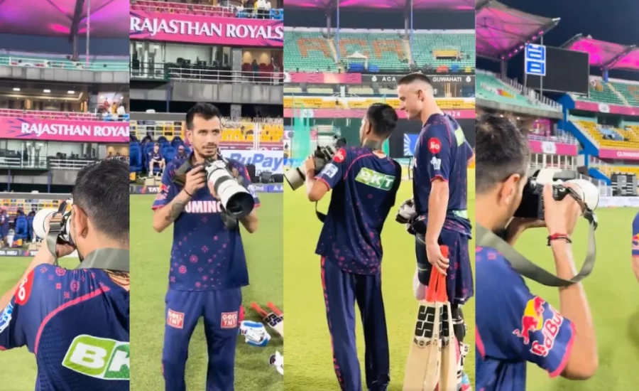 IPL 2024 : Yuzvendra Chahal turns photographer; teases Riyan Parag with a unique name