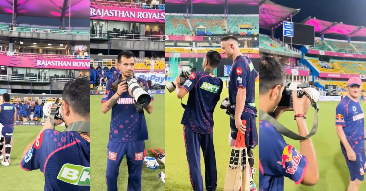 IPL 2024 : Yuzvendra Chahal turns photographer; teases Riyan Parag with a unique name