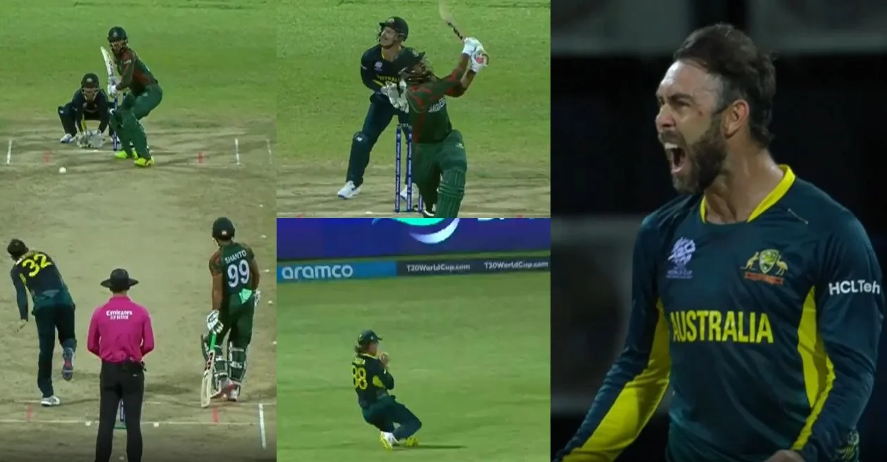 T20 World Cup 2024 : Glenn Maxwell celebrates passionately after dismissing Rishad Hossain in AUS vs BAN game