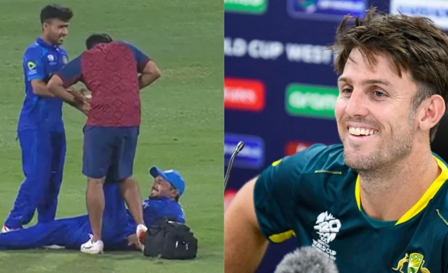 Tears of Laughter: Mitchell Marsh reacts to Gulbadin Naib’s hamstring drama against Bangladesh