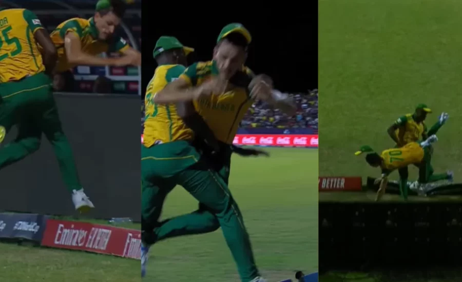 Kagiso Rabada and Marco Jansen collide during WI vs SA match in T20 World Cup 2024