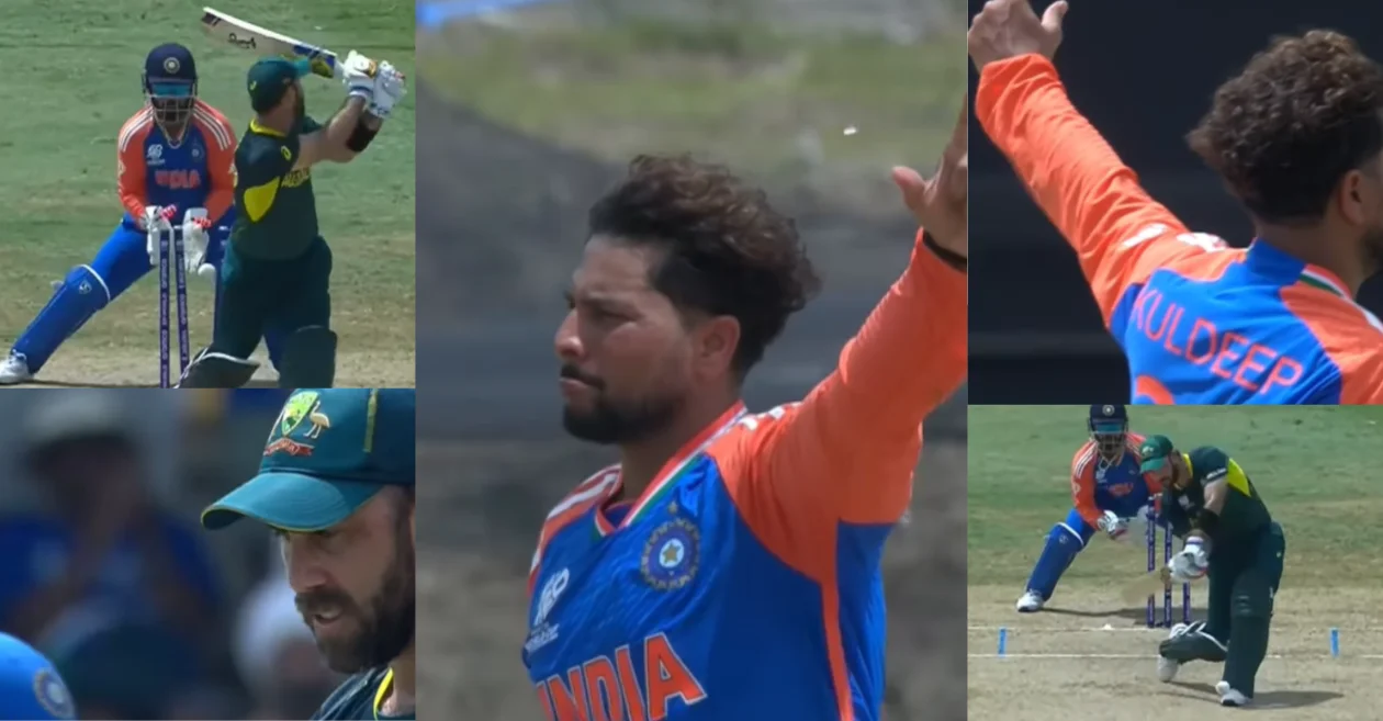 T20 World Cup 2024 : Kuldeep Yadav’s mesmerizing delivery leaves Glenn Maxwell baffled in the AUS vs IND game