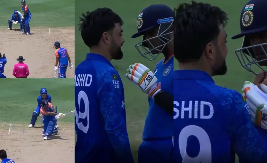 T20 World Cup 2024 : Suryakumar Yadav, Rashid Khan engage in an animated discussion during AFG vs IND game