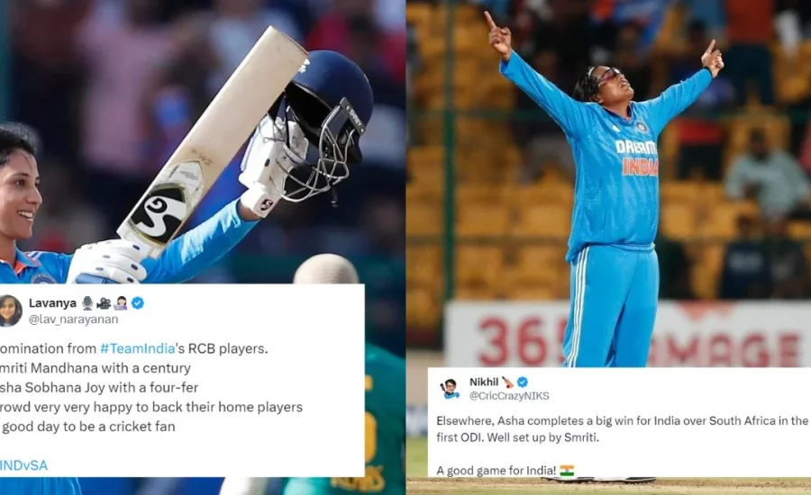 Fans heap praises as Smriti Mandhana, Asha Sobhana shine in India’s thumping win over South Africa in 1st Women’s ODI