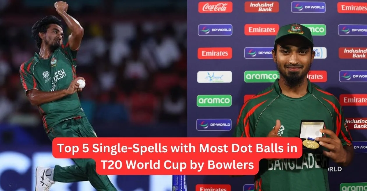 T20 World Cup: Top 5 bowlers with the most dot balls in a single spell ft. Tanzim Hasan Sakib