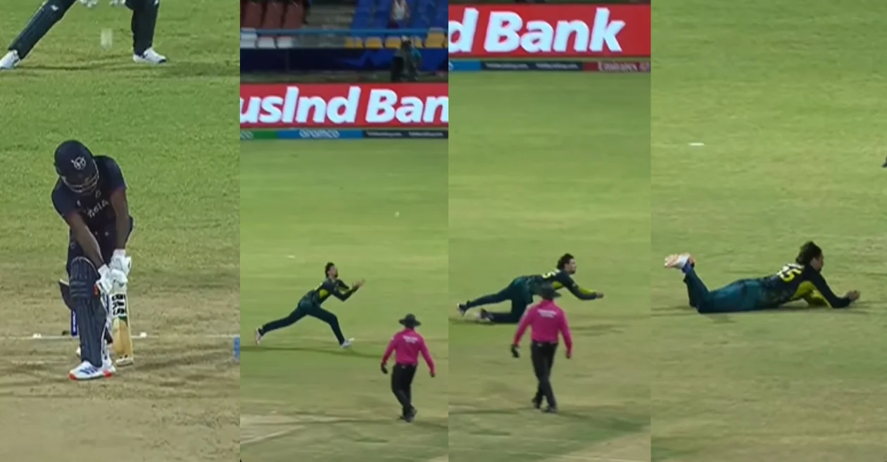 T20 World Cup : Tim David takes a splendid running catch to dismiss Ben Shikongo in AUS vs NAM game