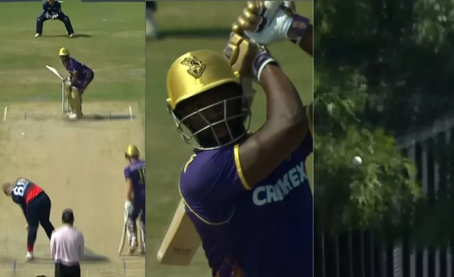 Andre Russell delivers a decisive six during SEO vs LAKR in MLC 2024