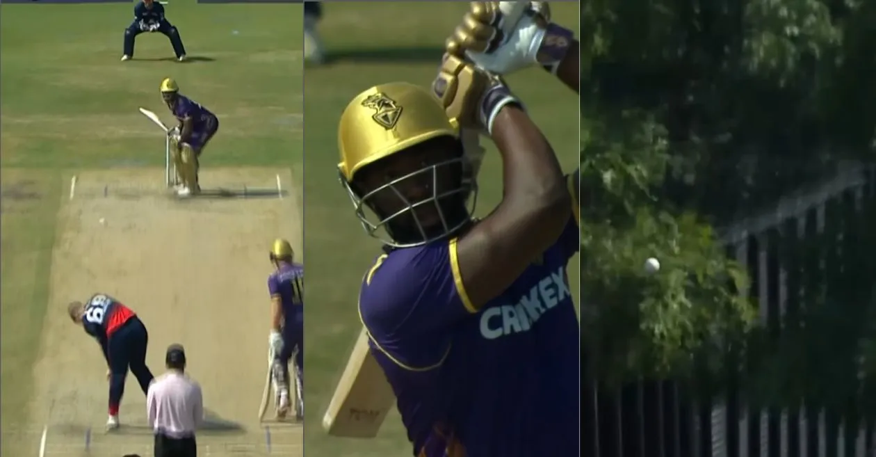 Andre Russell delivers a decisive six during SEO vs LAKR in MLC 2024