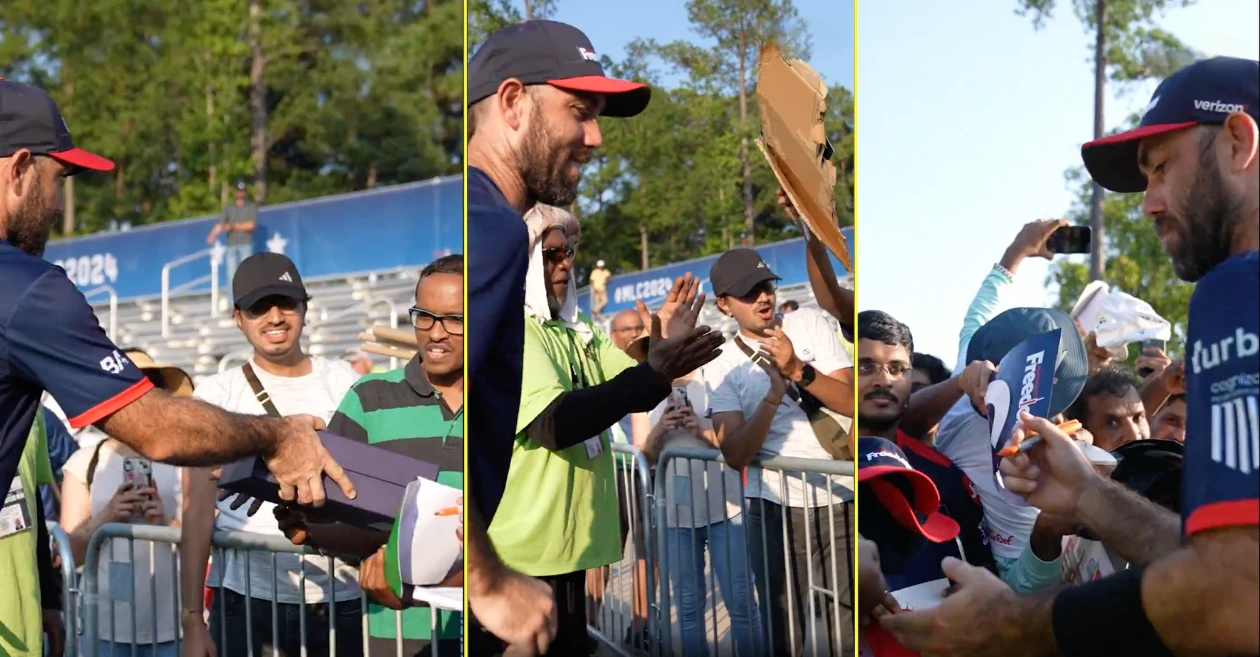 Glenn Maxwell gifts his POTM award to a fan after Washington Freedom’s victory