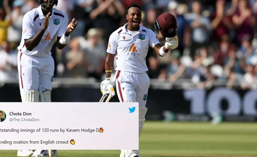 Netizens react as Kavem Hodge’s maiden ton leads West Indies’ fightback on Day 2 of the Trent Bridge Test against England