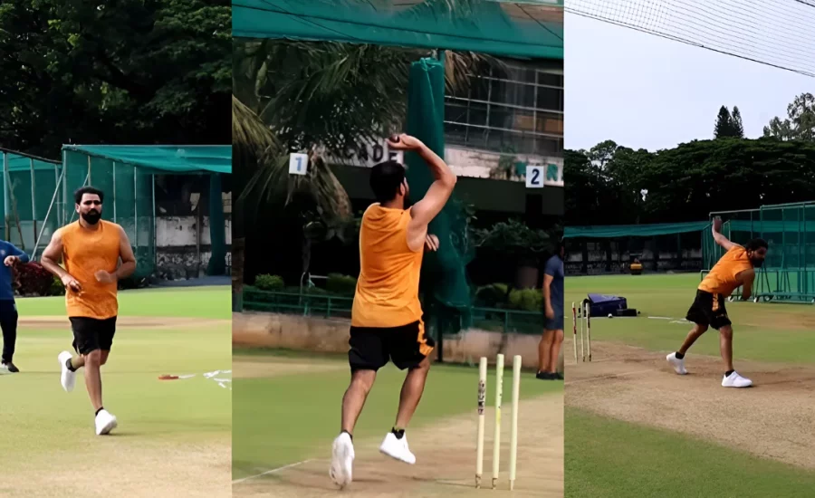 Mohammed Shami refines his bowling skills in the nets after his injury