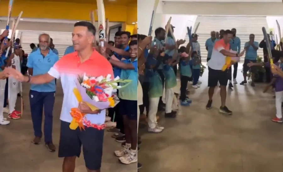 Rahul Dravid receives a Guard of Honour at Bengaluru Cricket Academy