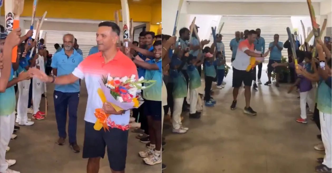 Rahul Dravid receives a Guard of Honour at Bengaluru Cricket Academy