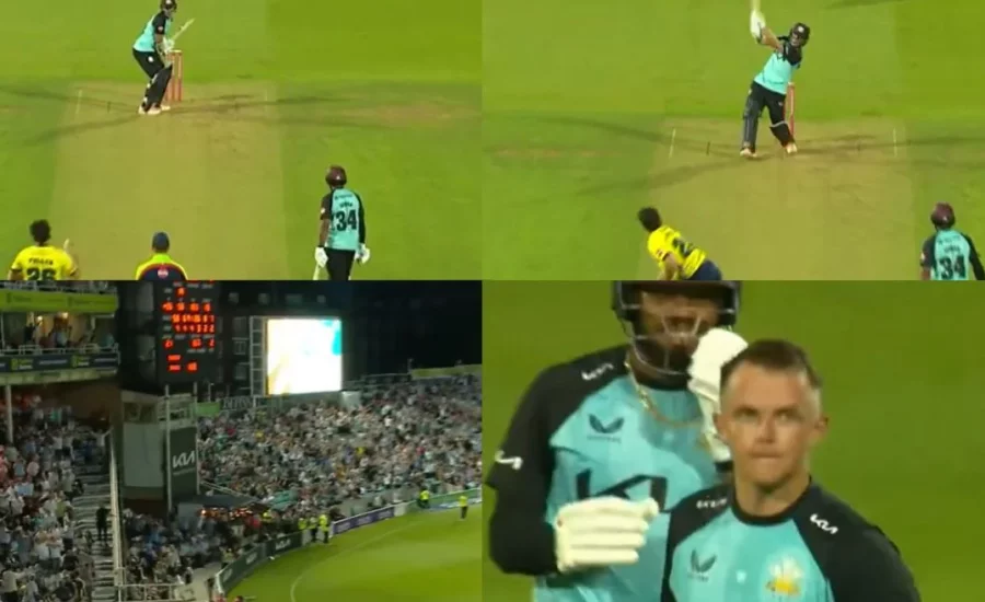 Sam Curran hits a massive six to reach his maiden century during Surrey vs Hampshire match in T20 Blast