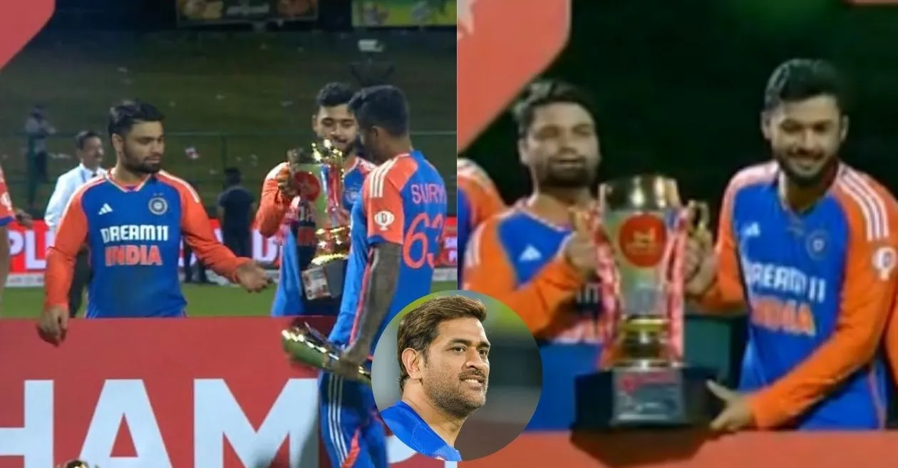 SL vs IND : Suryakumar Yadav follows MS Dhoni’s legacy, hands over trophy to Riyan Parag and Rinku Singh