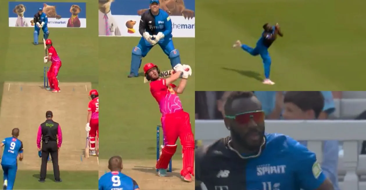 Andre Russell pulls off an extraordinary backward-running catch in The Hundred 2024