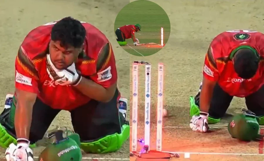 Azam Khan gets out in a bizarre manner after being struck by a bouncer during CPL 2024