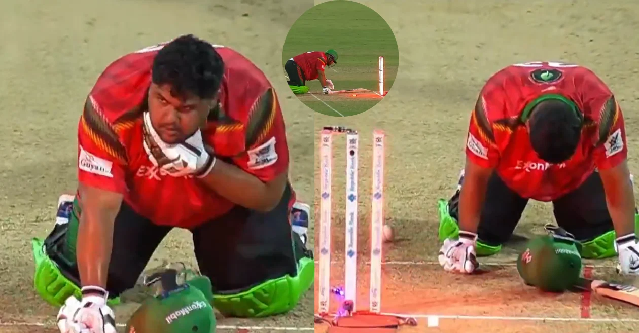 Azam Khan gets out in a bizarre manner after being struck by a bouncer during CPL 2024