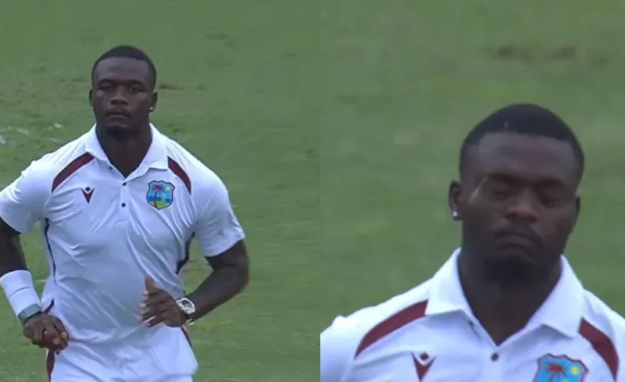 WI vs SA : Jayden Seales escapes injury scare after a dragonfly strikes his eye while bowling in the 2nd Test