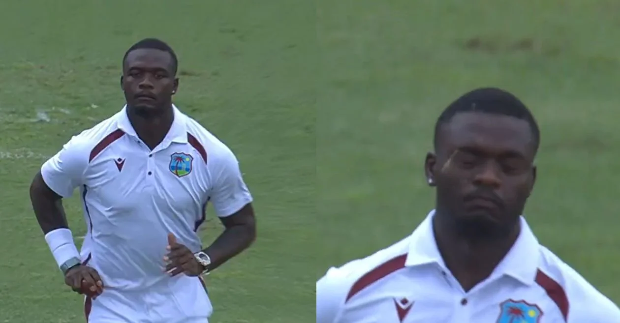 WI vs SA : Jayden Seales escapes injury scare after a dragonfly strikes his eye while bowling in the 2nd Test